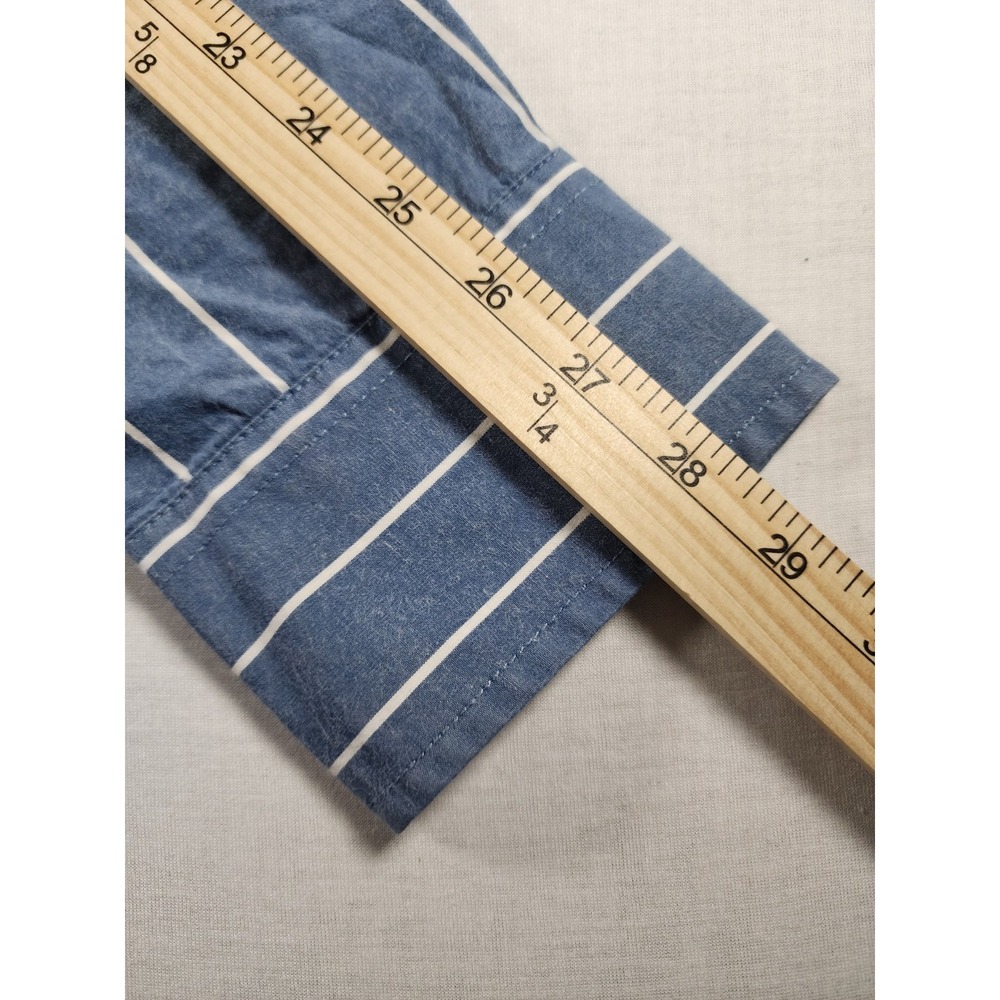 Hollister California Y2k Mens Blue‎ White Stripe Button Up Long Sleeve Shirt Med - Picture 6 of 10